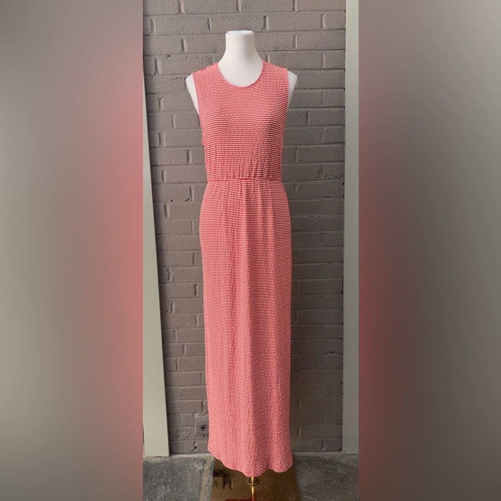 Derek Lam Coral Red textured cotton maxi dress 8